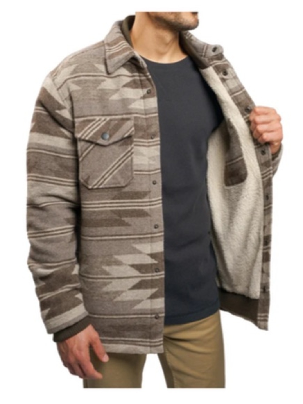 NWT Jachs | Sherpa Lined Wool Blend Shirt Jacket Heavyweight | Aztec Print | XL